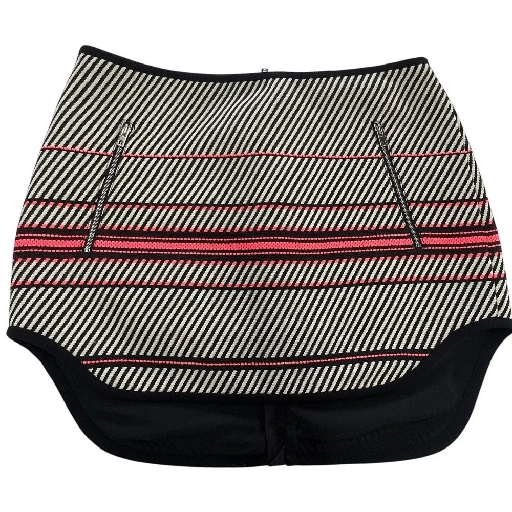 Rag & Bone Skirt Women 4 Black White Bess Miniskirt Striped‎ Geometric Designer